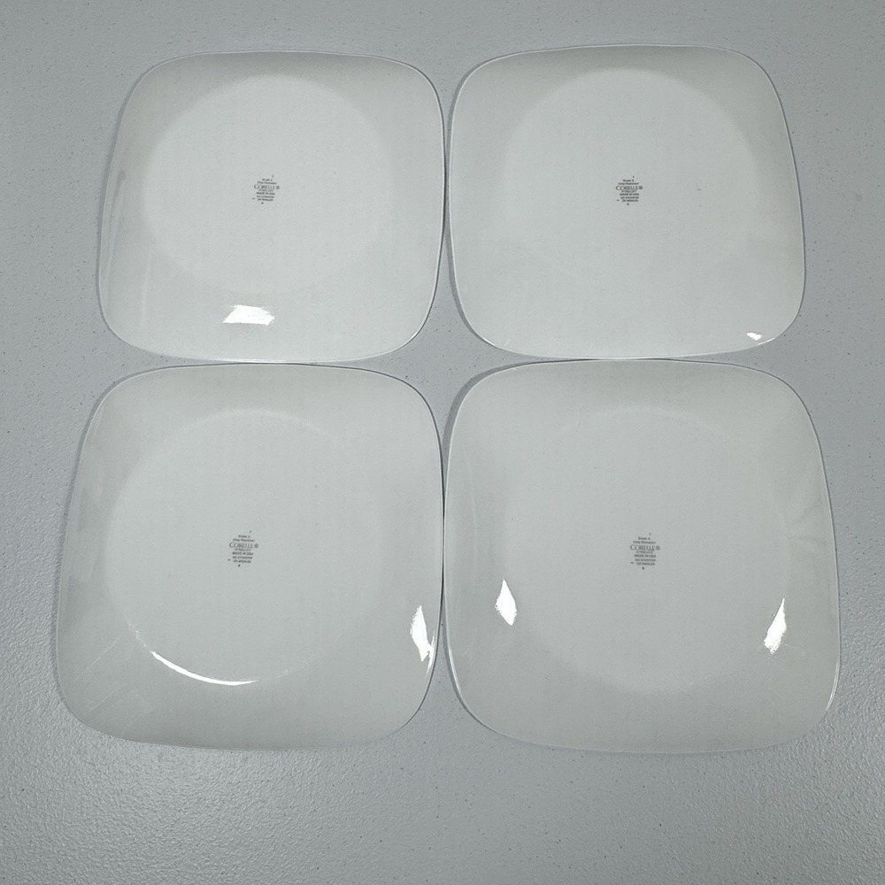 Corelle Happy Days Floral Dinner Plates Set of 4 White USA Vitrelle glass - Picture 5 of 7